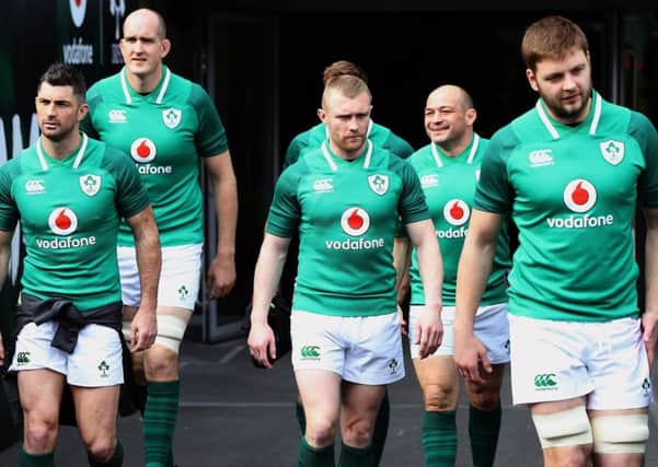 Ireland players (from left) Rob Kearney, Devin Toner, Keith Earls, Rory Best and Iain Henderson arrive for the captain's run at the Aviva Stadium. Picture: Brian Lawless/PA Wire