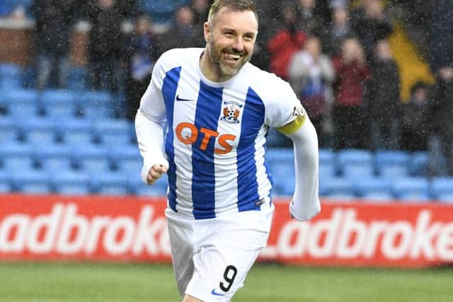 Kris Boyd celebrates after making it 2-0 to Kilmarnock. Picture: SNS
