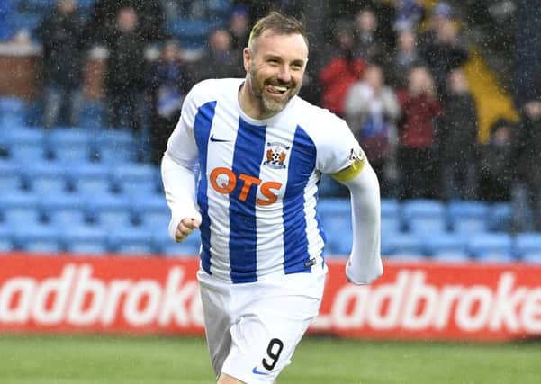 Kris Boyd celebrates after making it 2-0 to Kilmarnock. Picture: SNS