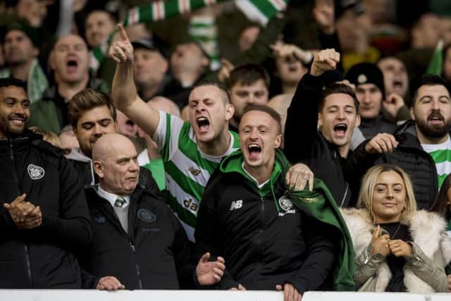 Celtic's Leigh Griffiths celebrates at full time. Picture: SNS/Craig Williamson