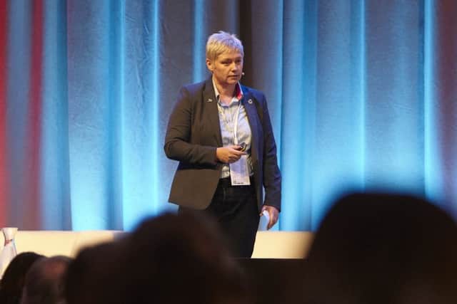 Gillian Docherty, chief executive of The Data Lab, opens the first day of the 2018 Data Summit in Edinburgh. Picture: Matt Davis