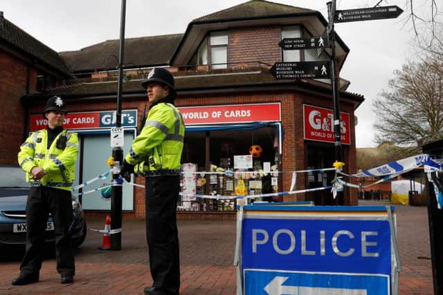 Parts of Salisbury are still cordoned off following the poisoning of a Russian agent convicted in his home country of spying for Britain, his daughter and a British police officer (Picture: AFP/Getty)