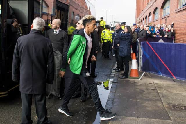 Scott Sinclair walking into Ibrox before Sunday's game. Picture: SNS