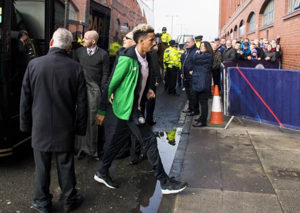 Scott Sinclair walking into Ibrox before Sunday's game. Picture: SNS