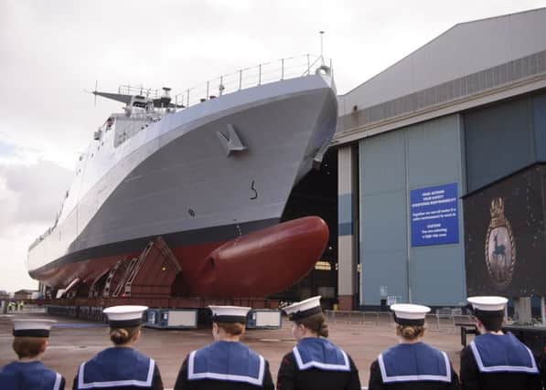 HMS Trent was named at BAE's Govan yard today. Picture: John Linton/BAE