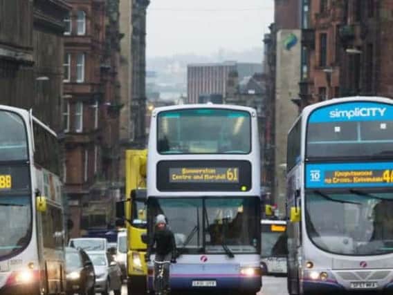 Pollution levels in Hope Street in Glasgow city centre are among the worst in Scotland. Picture: John Devlin