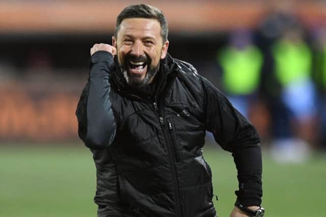 Derek McInnes celebrates safe passage to the last four of the Scottish Cup. Picture: SNS Group