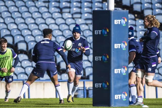 Fraser Brown, pictured here during a Scotland training session, is one of five changes to the starting XV. Picture: SNS Group