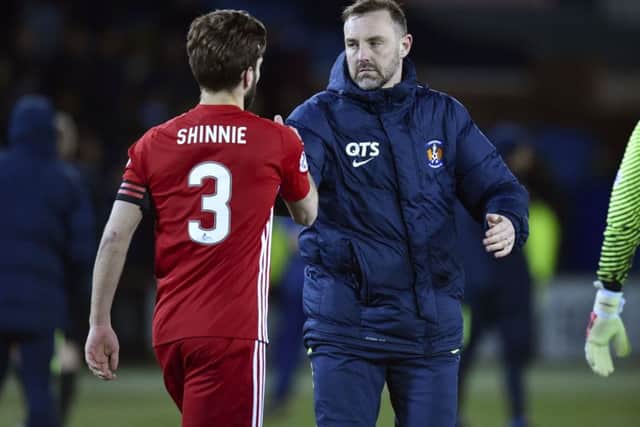 Kilmarnock's Kris Boyd with Aberdeen's Graeme Shinnie following the Scottish Cup replay. Picture: Rob Casey/SNS