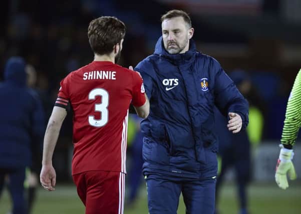 Kilmarnock's Kris Boyd with Aberdeen's Graeme Shinnie following the Scottish Cup replay. Picture: Rob Casey/SNS
