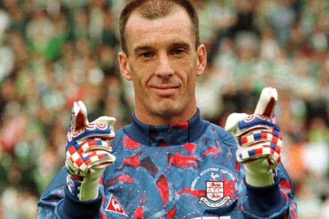 Airdrie goalkeeper John Martin lines up before 1995 Scottish Cup final with Celtic. Picture: SNS Group