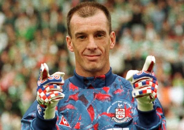 Airdrie goalkeeper John Martin lines up before 1995 Scottish Cup final with Celtic. Picture: SNS Group