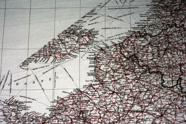 A silk copy of a Bartholomew map showing the cross Channel area. PIC: Courtesy of Barbara Bond.