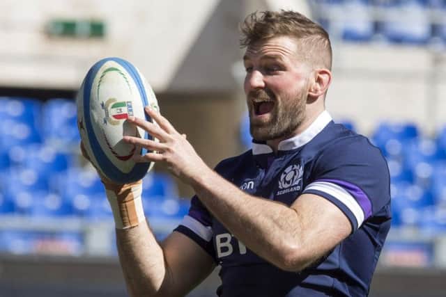 Scotland's John Barclay in action during captain's run at the Stadio Olimpico in Rome.
Picture: Ian Rutherford