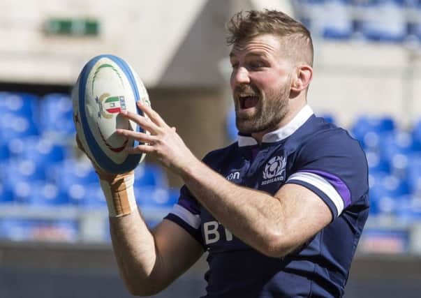 Scotland's John Barclay in action during captain's run at the Stadio Olimpico in Rome.

Picture: Ian Rutherford