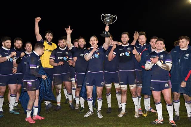 Scotland Club XV beat their Irish counterparts at Netherdale to retain the Dalriada Cup. Picture: Ross Parker/SNS