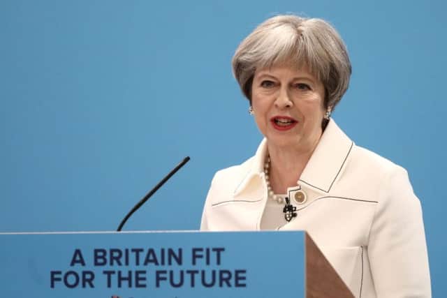 Britain's Prime Minister Theresa May delivers her speech at the Conservative Partys Spring Forum in London. Picture: Getty Images