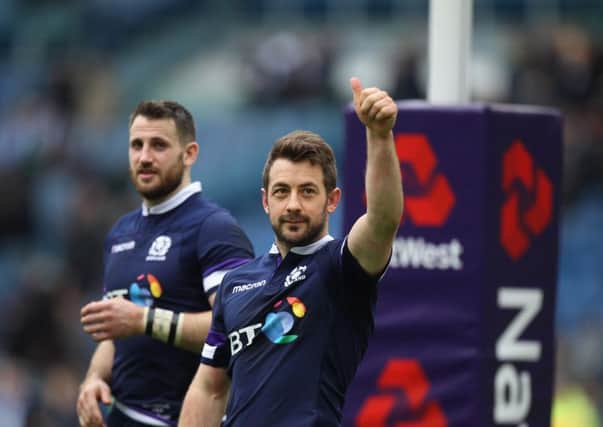 Greig Laidlaw of Scotland celebrates after Scotland's win. Picture: Getty Images/Paolo Bruno