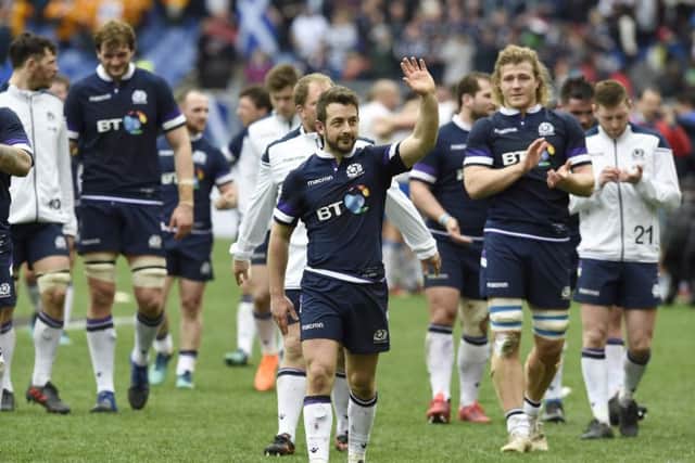 Scotland's Greig Laidlaw (centre)  Picture Ian Rutherford