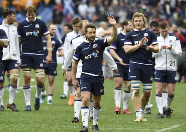 Scotland's Greig Laidlaw (centre)  Picture Ian Rutherford