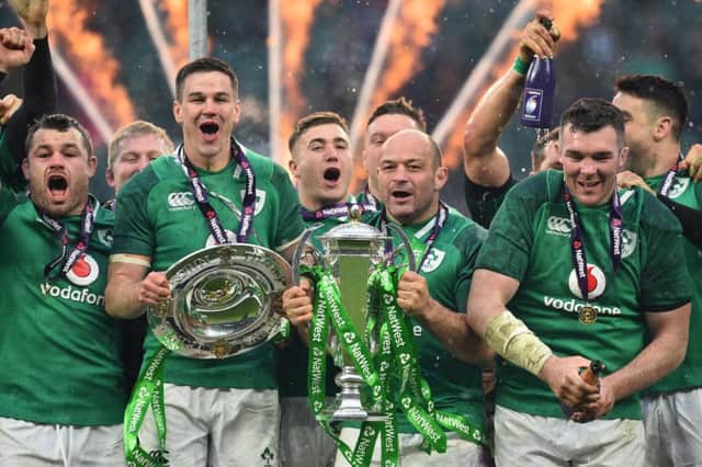 Ireland celebrate the Grand Slam. Picture: Getty Images/Glyn Kirk