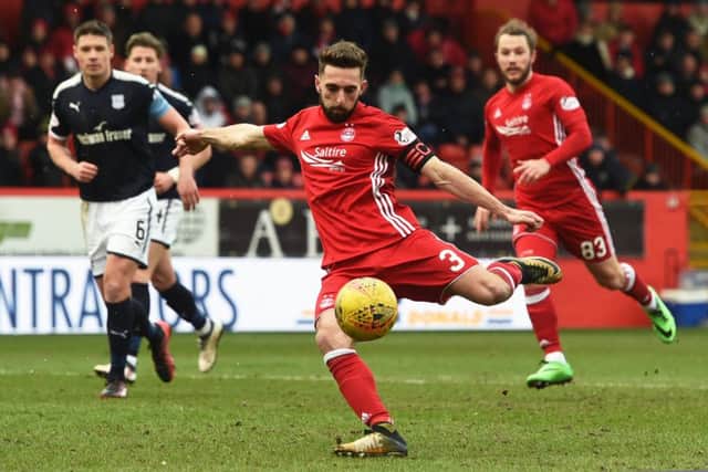 Aberdeen captain Graeme Shinnie scored the only goal of the game against Dundee. Picture: SNS Group