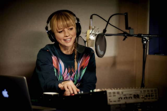 Sara Cox working as a DJ on her music show. Picture: ACUVUE/PA Photo