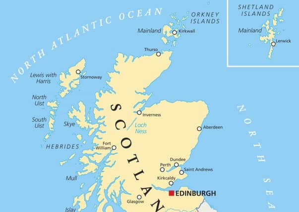 A map of Scotland shows Shetland in a box far to the south of where it actually is