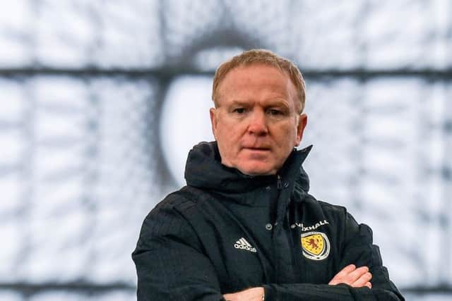Scotland manager Alex McLeish looks on during the first training session of his second stint as national boss at Oriam in Edinburgh. Picture: Craig Williamson/SNS