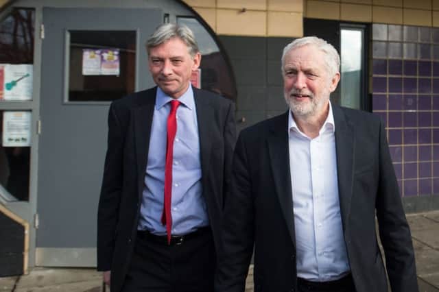 Scottish Labour leader Richard Leonard and UK party leader Jeremy Corbyn on the campaign trail in Kilwinning last month. Picture: John Devlin/TSPL