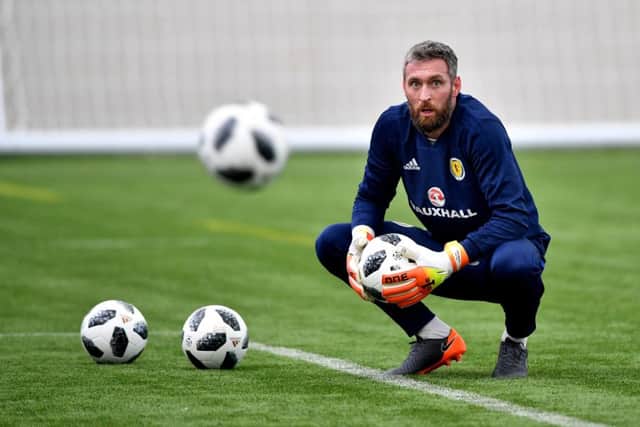 Scotland goalkeeper Allan McGregor trains at the Oriam in Edinburgh. Picture: SNS