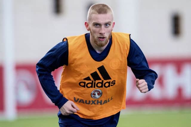 Oli McBurnie during Scotland training at the Oriam.