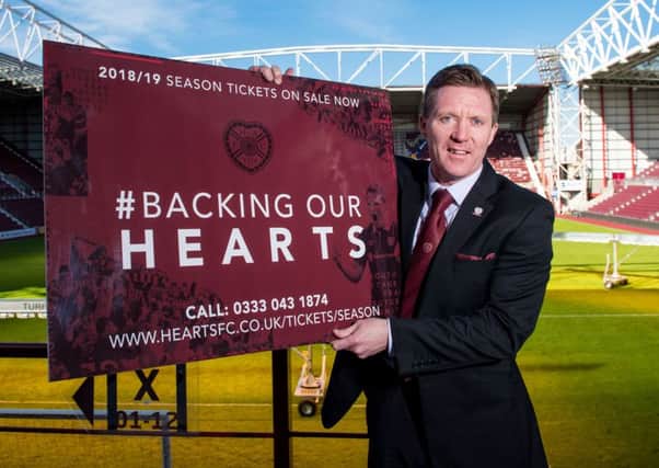 Club ambassador Gary Locke launches Hearts' 2018-19 season tickets. Picture: SNS