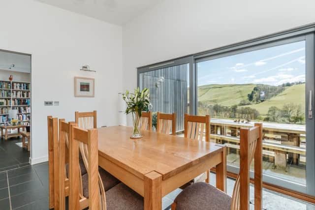 The terrace has views across fields to the hills. Pic: Pic: Strutt & Parker