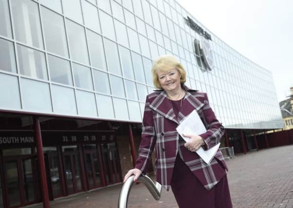Hearts owner Ann Budge pictured outside Tynecastle's new main stand. Picture: Greg Macvean