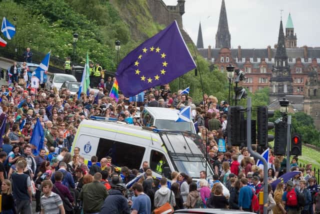 A pro-EU march takes place in Edinburgh in 2016, shortly after the referendum on the UKs membership of the European Union. Picture: Steven Scott Taylor