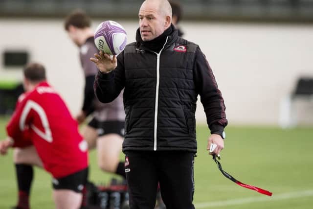 Edinburgh coach Richard Cockerill, training with his squad at Oriam yesterday, will have most of his Scotland players back this week. Picture: Paul Devlin/SNS/SRU.