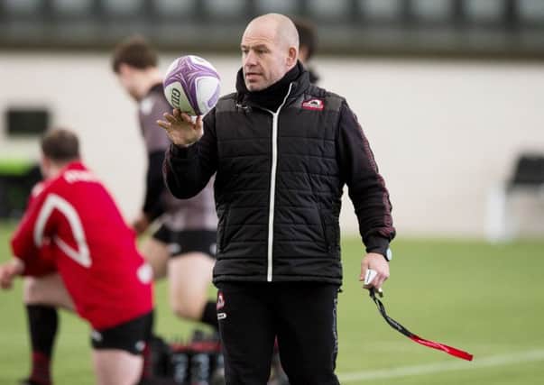 Edinburgh coach Richard Cockerill, training with his squad at Oriam yesterday, will have most of his Scotland players back this week. Picture: Paul Devlin/SNS/SRU.