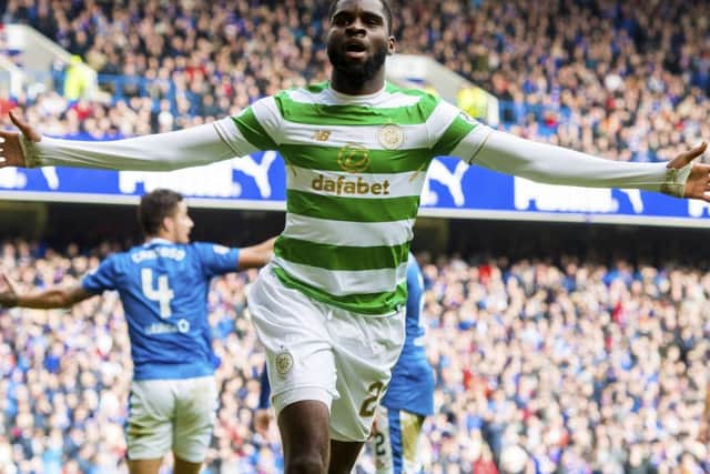 Odsonne Edouard celebrates at Ibrox. Picture: SNS.