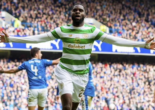 Odsonne Edouard celebrates at Ibrox. Picture: SNS.