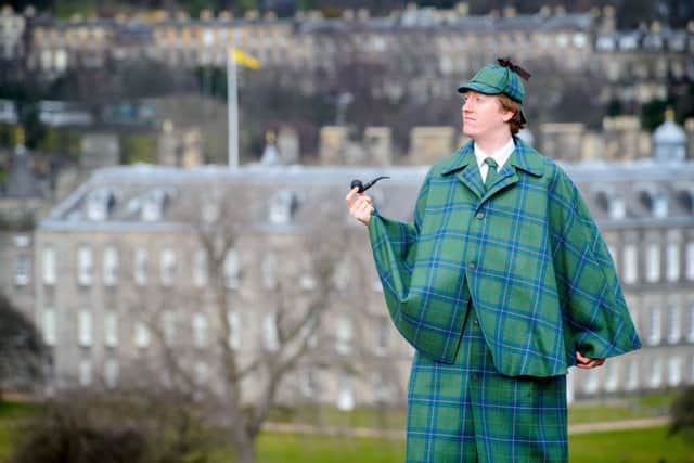 Harry Chamberlain - the great,great,great step grandson of Sir Arthur Conan Doyle - has made a tartan inspired by literary detective Sherlock Homes. Picture: Ian Georgeson
