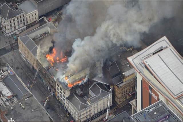 Police Scotland photos of the Sauchiehall Street fire taken from the air