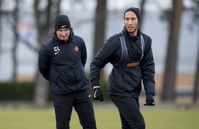 Csaba Laszlo, left, is hoping Bilel Mohsni can shore up his defence. Picture: SNS Group