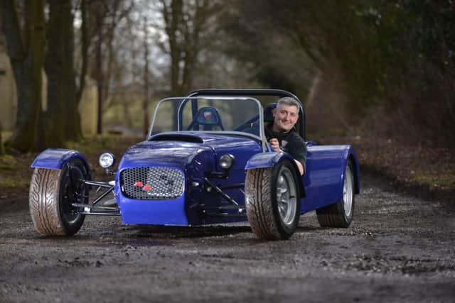 Andy Entwistle in his Raptor RR sports car. Photograph: Jon Savage