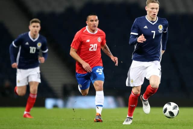 Scott McTominay in action during his international debut, against Hungary. Picture: Jane Barlow/PA Wire