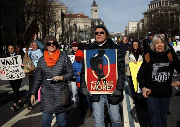 Protesters arrive for the March for Our Lives rally March 24, 2018 in Washington, DC. Picture; Getty