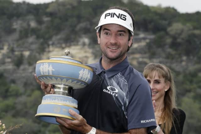 Bubba Watson gets his hands on a second WGC trophy after winning the Dell Technologies Match Play in Texas. Picture: Getty Images