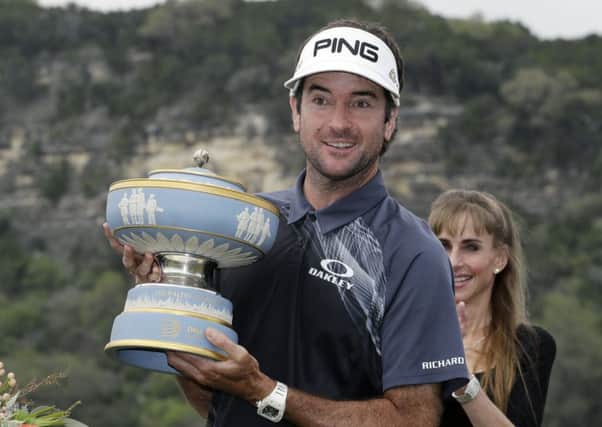 Bubba Watson gets his hands on a second WGC trophy after winning the Dell Technologies Match Play in Texas. Picture: Getty Images