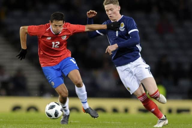 Scotland's midfielder Scott McTominay made his debut against Costa Rica. Picture: AFP/Getty
