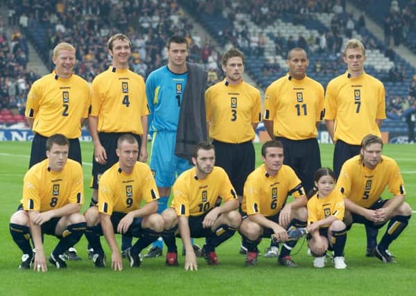 The Scotland starting line-up on August 18 2004 at Hampden to face Hungary in a friendly. Picture: SNS Group